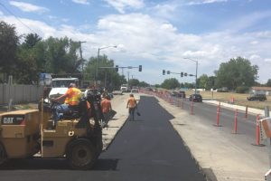 Asphalt road work in Montana